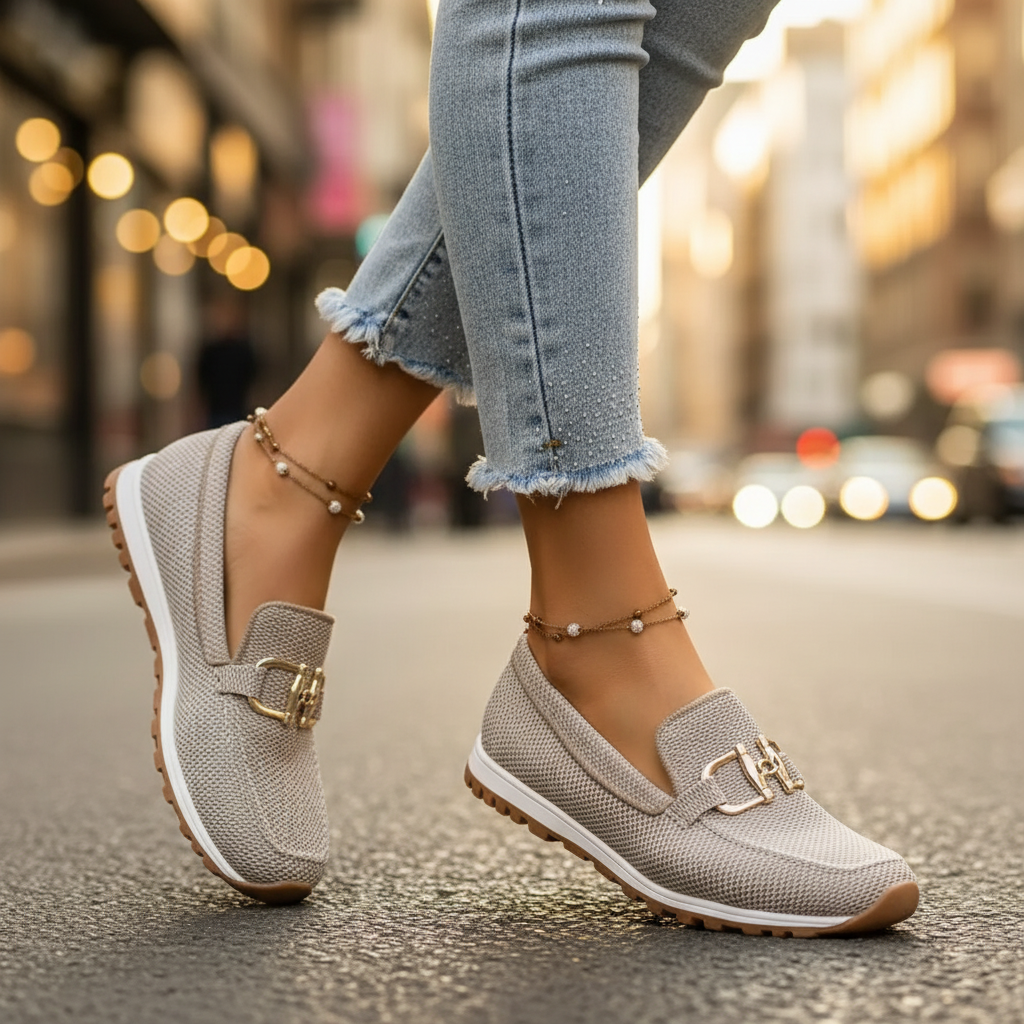 Elegant women's loafers with horsebit detail, providing orthopedic arch support.