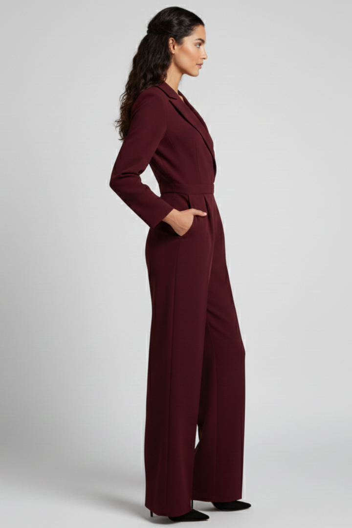 Formal wear or casual event? This elegant women's wrap front wide-leg jumpsuit is a stylish choice.