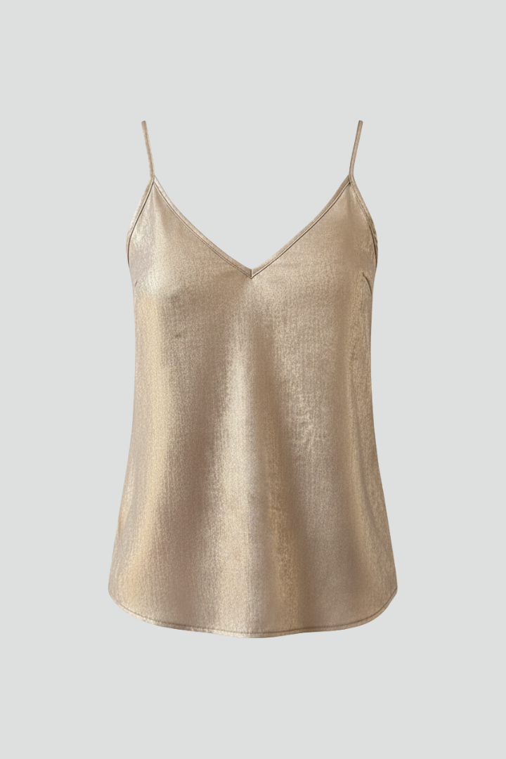 Women's V-neck tank top with thin straps for a casual summer look.