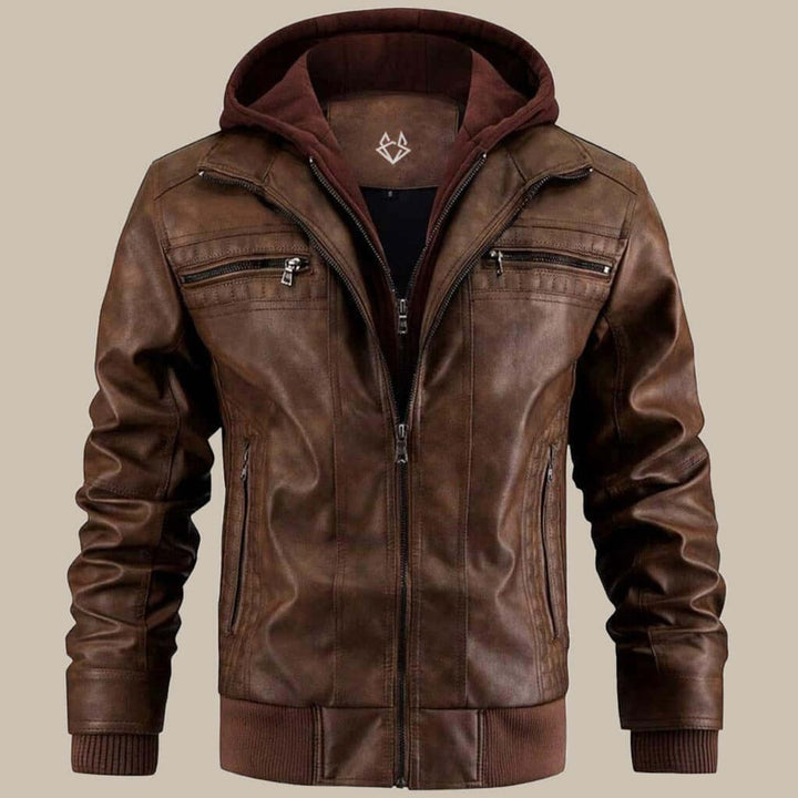 Premium Lederjacke mit Kapuze für Herren