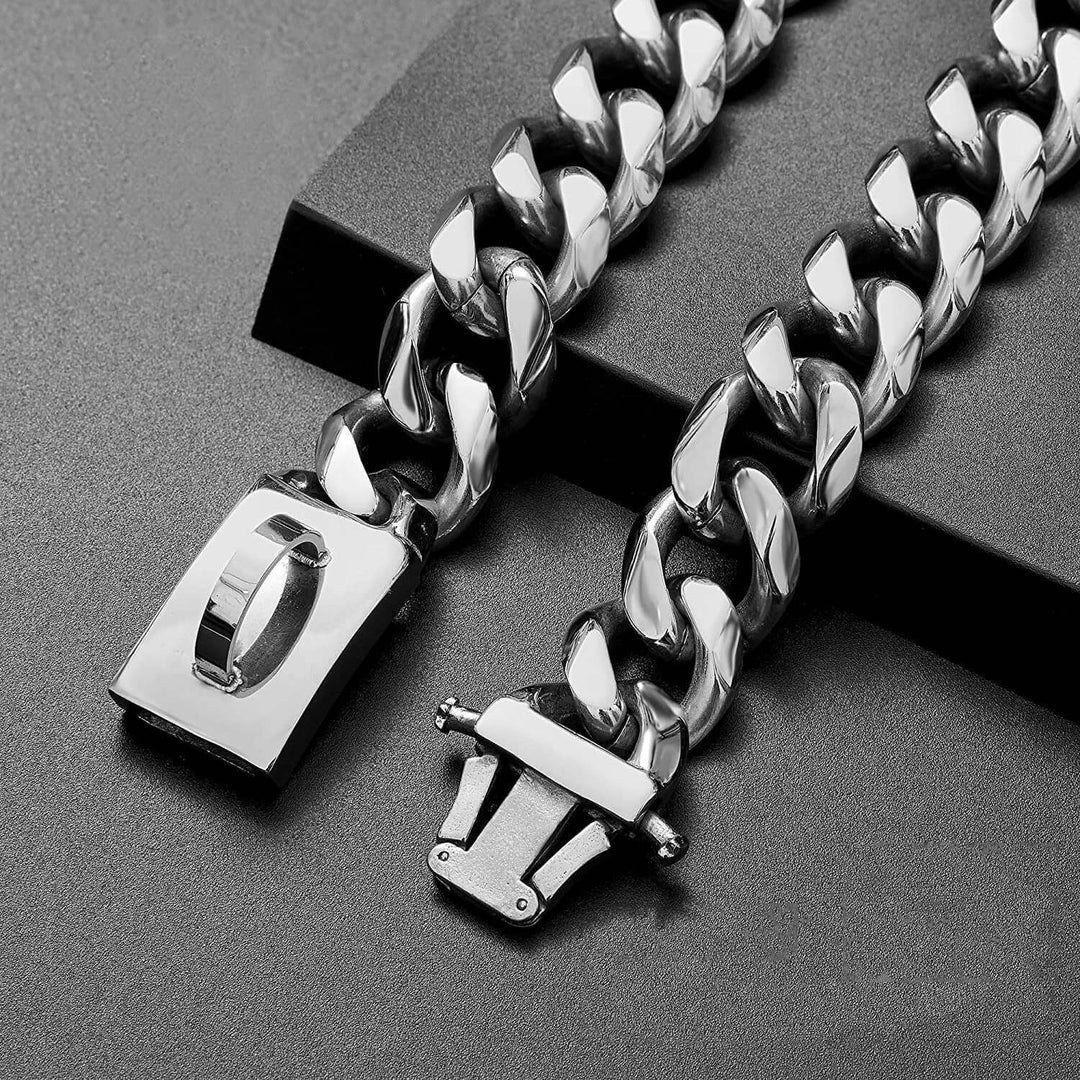 Robuste Hundehalskette, Titanstahl, 45-70cm