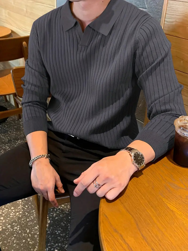 Fashionable men's Vienna knit polo top, a must-have for modern menswear, comfortable and chic.