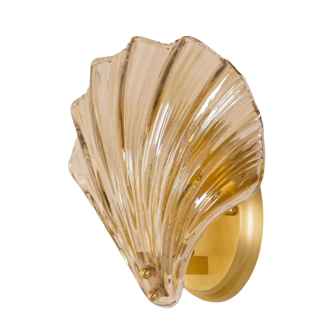 Muschel Wandleuchte aus Messing & Glas