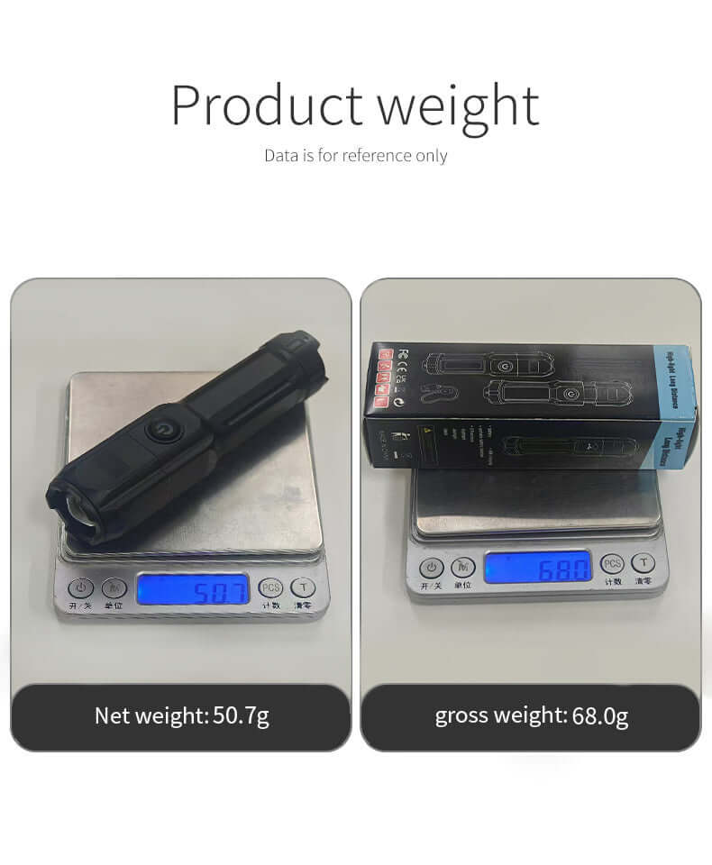 Leistungsstarke LED Taschenlampe, Zoom, USB