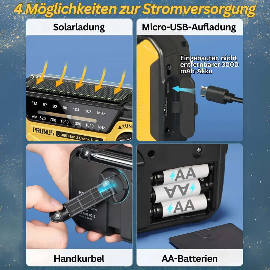 Tragbares Notfallradio mit Kurbel - Solar & Powerbank