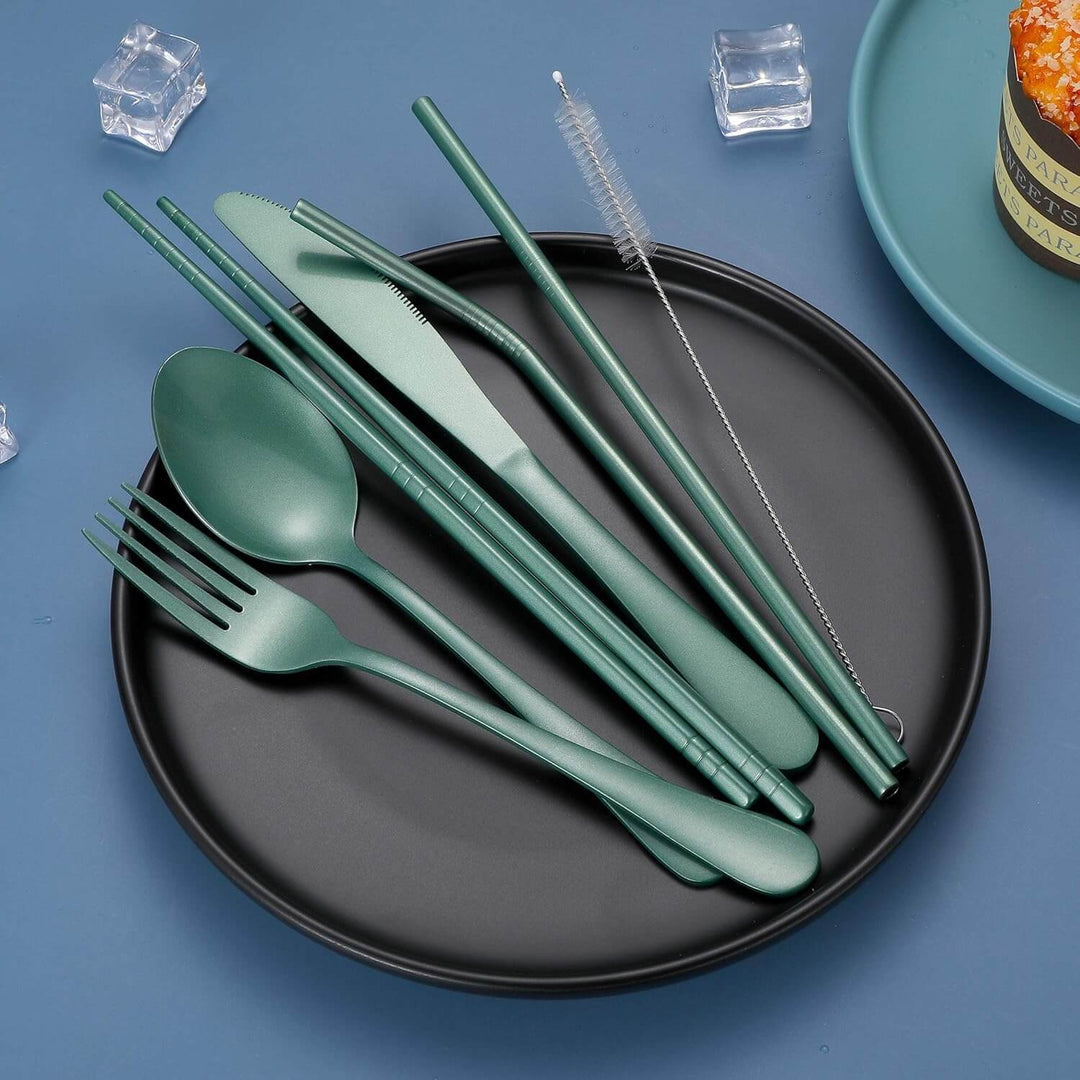 Tragbares Edelstahl Besteckset - Reisebegleiter