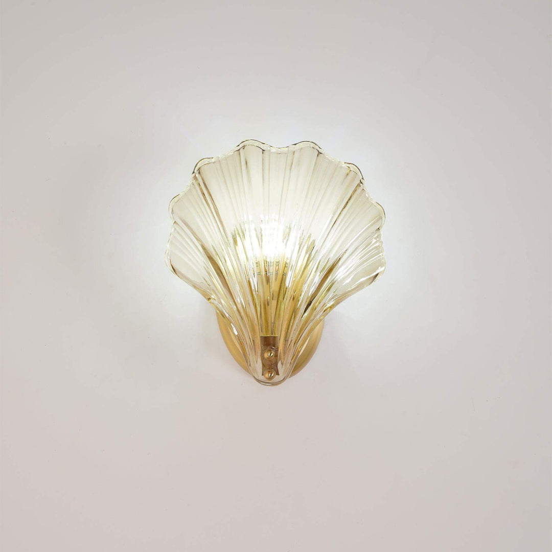 Muschel Wandleuchte aus Messing & Glas