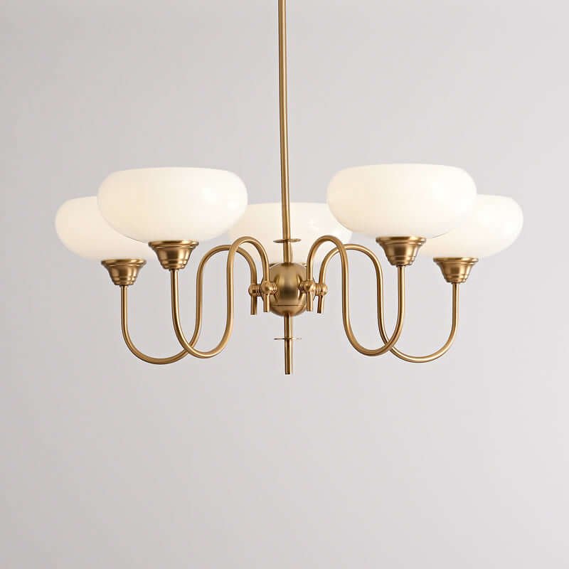 Cremefarbener Kaki Glas-Kronleuchter