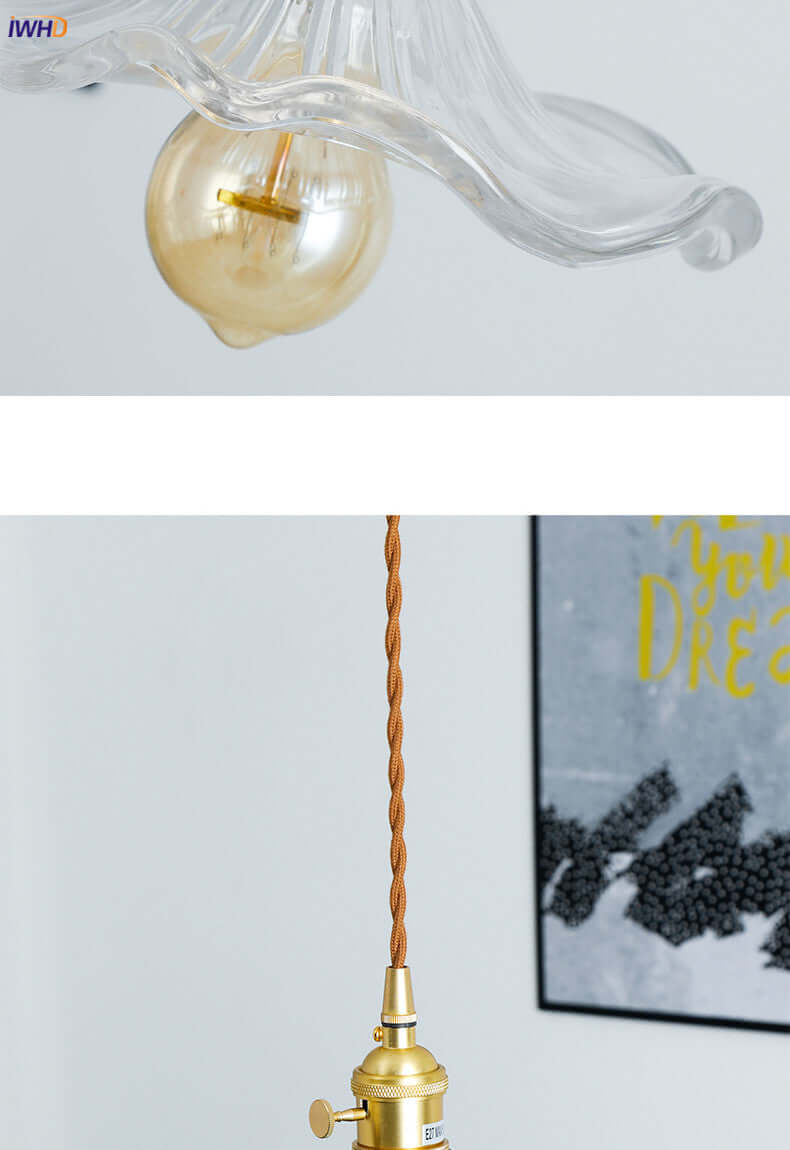 LED-Hängeleuchte, Buntglas & Kupfer - Modernes Design