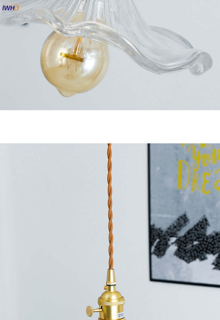 LED-Hängeleuchte, Buntglas & Kupfer - Modernes Design