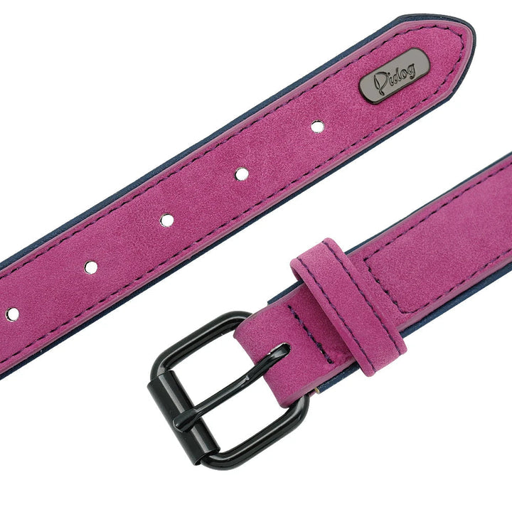 Green leather dog collar, extra wide and adjustable, designed for large durable dog walking