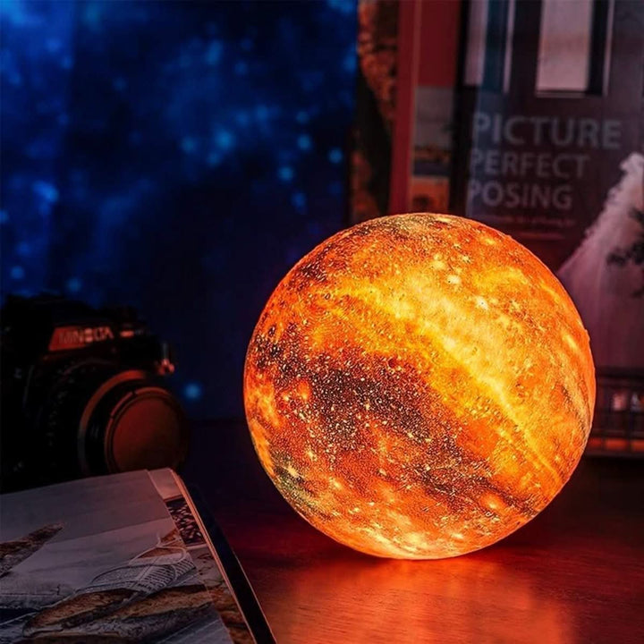 Modern LED globe lamp, adjustable ambient light for stylish home decor.