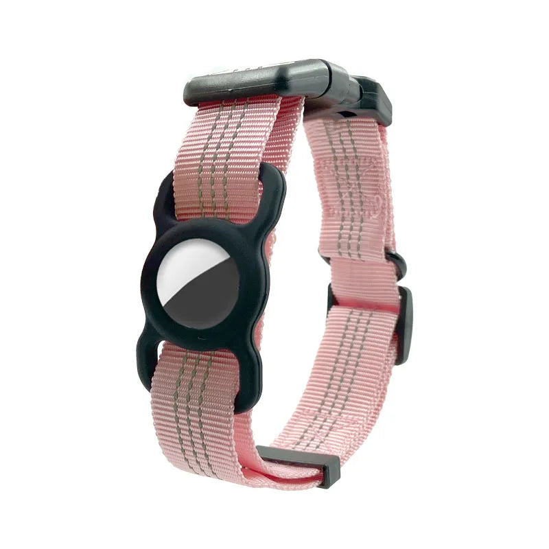 Pet safety dog collar, reflective material highlighting its enhanced visibility for walking dogs.