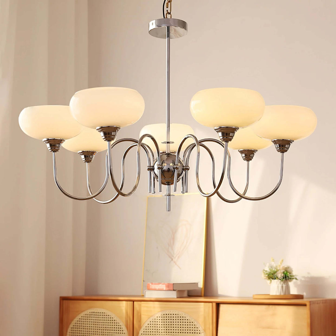 Cremefarbener Kaki Glas-Kronleuchter