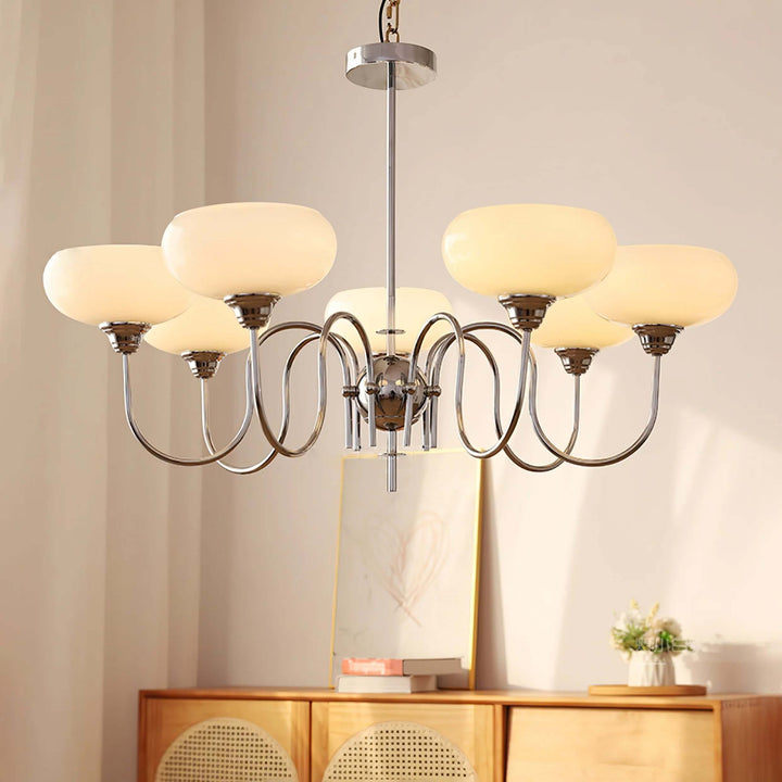 Cremefarbener Kaki Glas-Kronleuchter