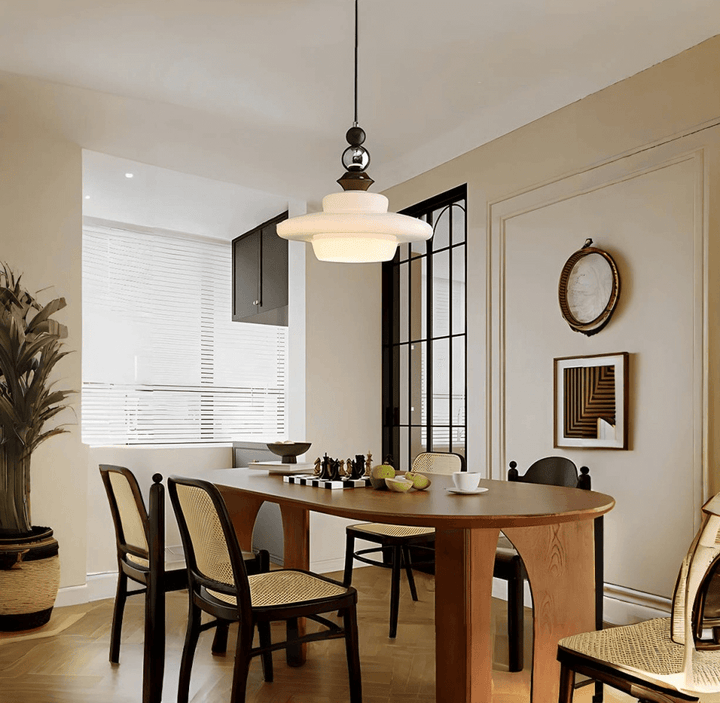 Elegante Beige Glas Hängeleuchte