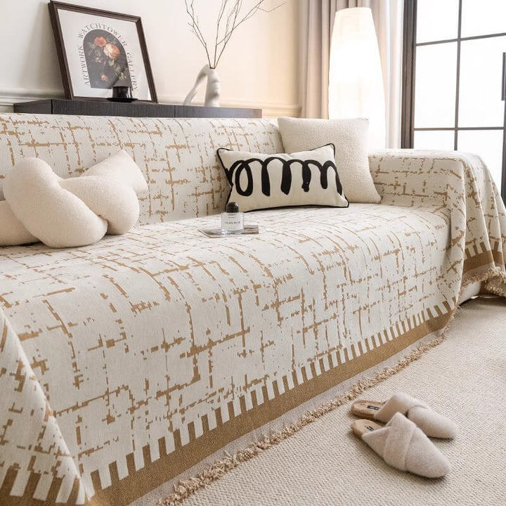 Washable chenille couch cover, all-season comfort, anti-scratch design, ideal pet-friendly home decor throw.