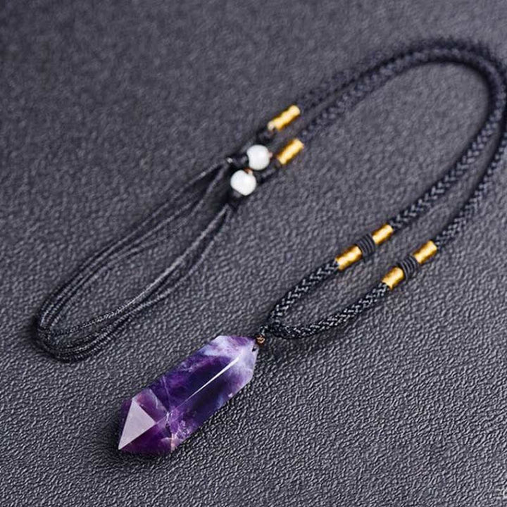"Amethyst Kristall Halskette Hexagon-Design, violette Töne, spirituell, elegant, Heilende Energie, Balance und Ruhe"