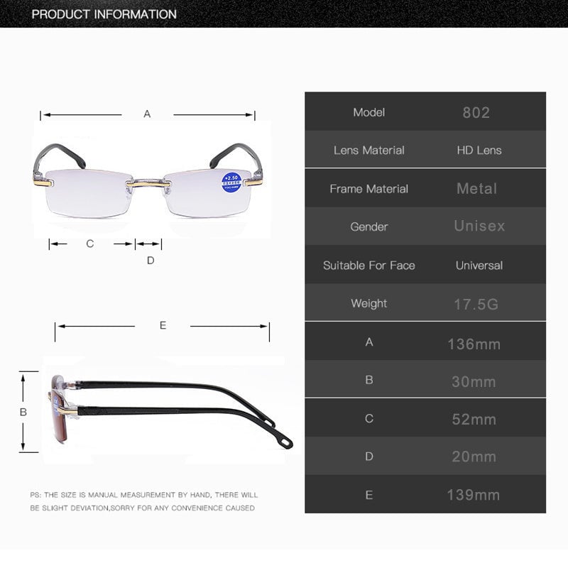 Anti-Blaulicht Multifokale Damenbrille, modernes Design, transparente Gläser, ideal für Nah- und Fernsicht.