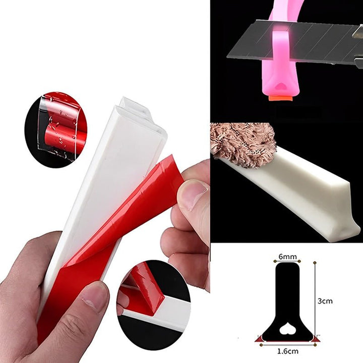 "AquaSperre™ Silikonstreifen für effektive Wasserabdichtung, flexibel, robust, in Grau, Schwarz oder Weiß erhältlich."