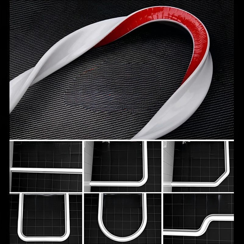 "AquaSperre™ Silikonstreifen für effektive Wasserabdichtung, flexibel, robust, in Grau, Schwarz oder Weiß erhältlich."