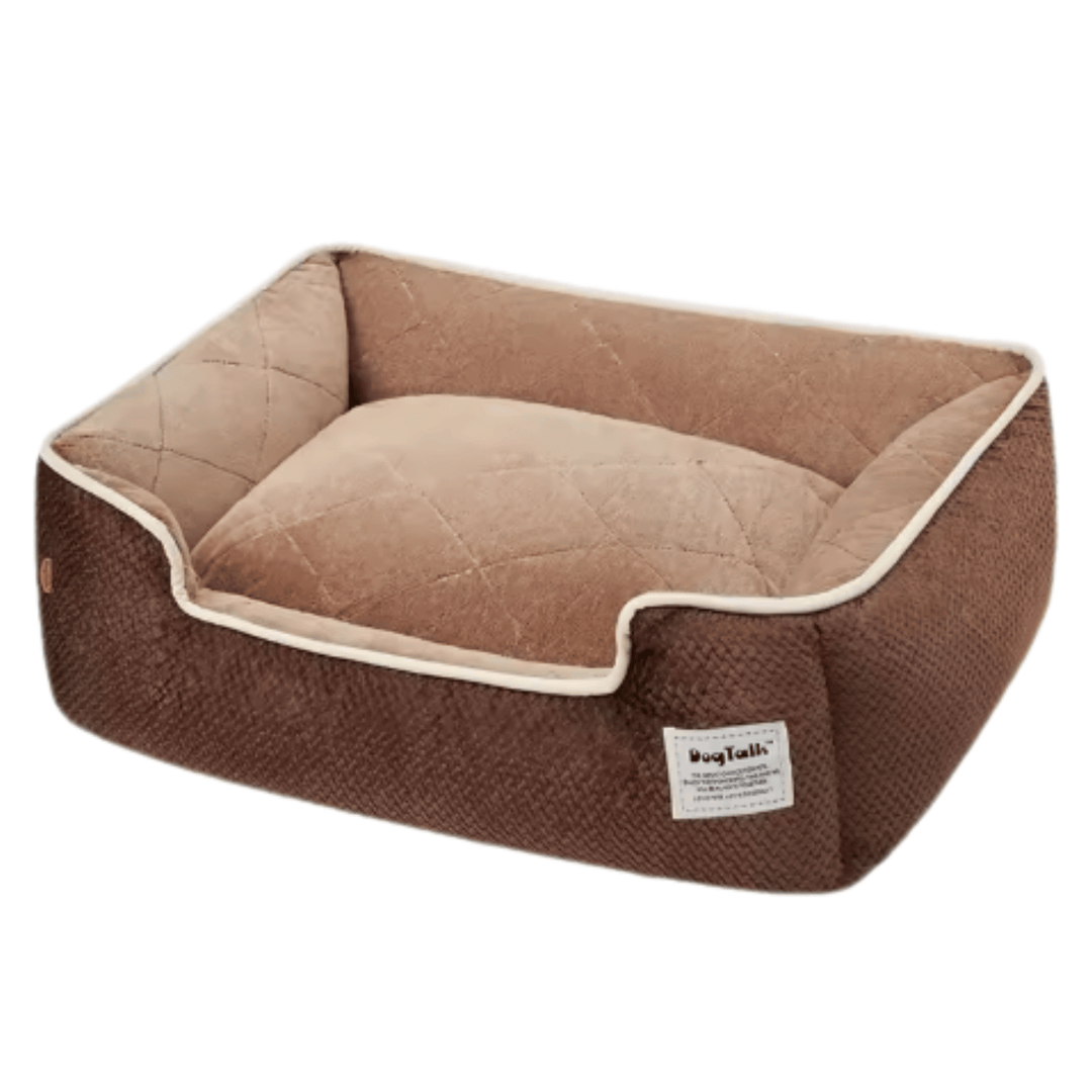 Arctic velvet dog bed with bolster, washable, non-slip bottom for comfort