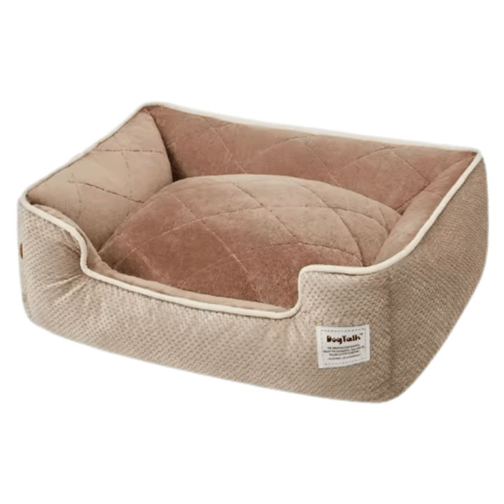 Luxury arctic velvet pet bed, washable cat bed with bolster, non-slip base