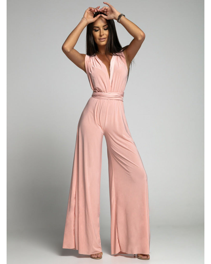Ärmelloser Damen Jumpsuit mit fließender Passform, betont Kurven elegant, vielseitig kombinierbar, bequem und stilvoll.