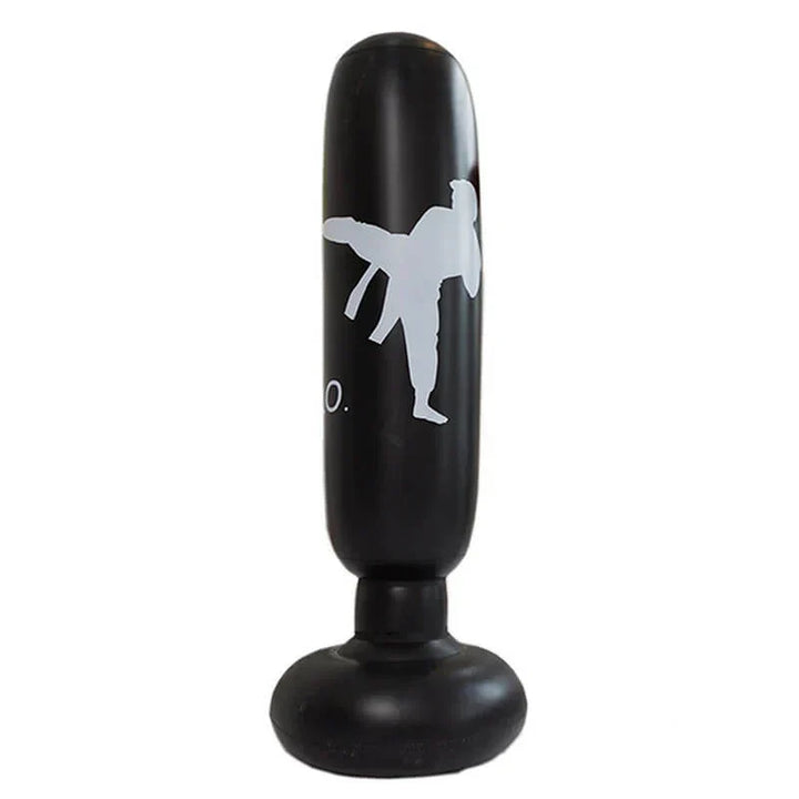 "Aufblasbarer PowerStrike Boxsack aus robustem PVC, freistehend, ideal zum Fitness- und Stressabbau daheim."