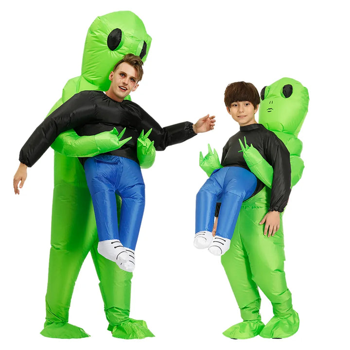 "Aufblasbares grünes Alien-Kostüm für Kinder und Erwachsene, lustiges und auffälliges Party-Outfit für Aufmerksamkeit und Spa