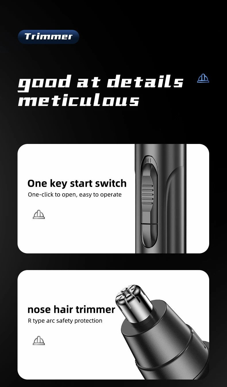 Aufladbarer Nasen- und Ohrhaarschneider, schwarz, kompakt, für präzises und schmerzfreies Trimmen, ideal für Reisen.