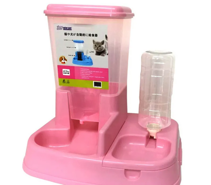 Dual bowl automatic pet feeder and water dispenser, large capacity for hassle-free dog and cat care