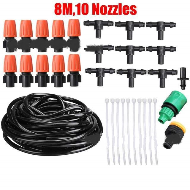 Automatisches Bewässerungssystem mit Tropfbewässerung für Garten, Balkon oder Gewächshaus, einfache Installation, effizient.