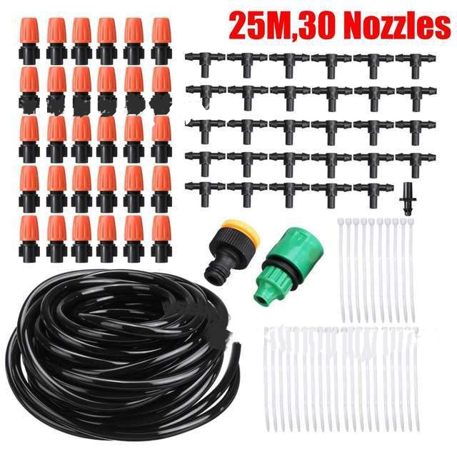 Automatisches Bewässerungssystem mit Tropfbewässerung für Garten, Balkon oder Gewächshaus, einfache Installation, effizient.