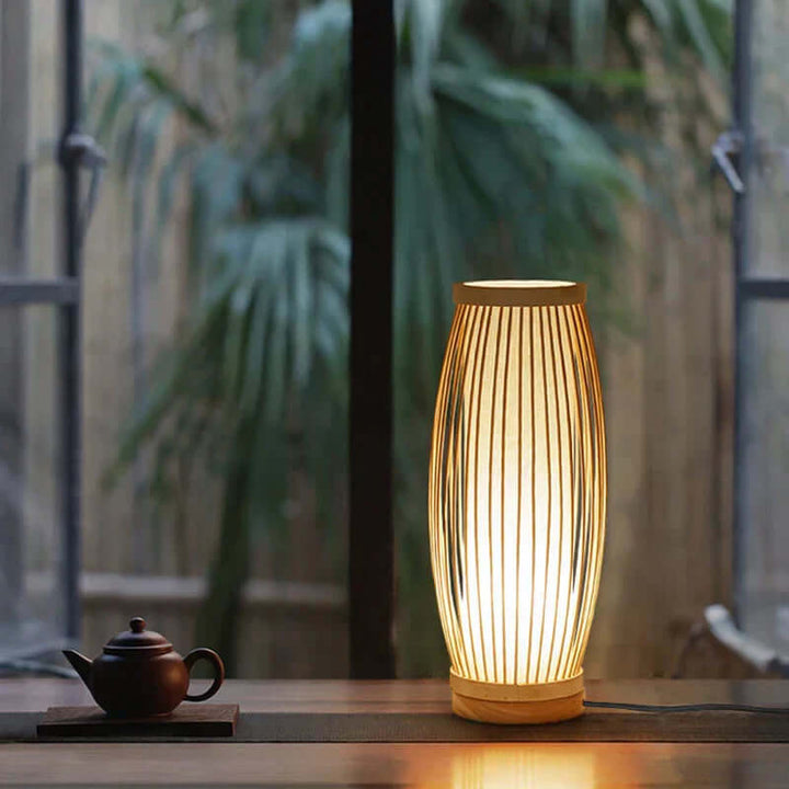 Japanische Tischlampe Bambus Zen Dekor