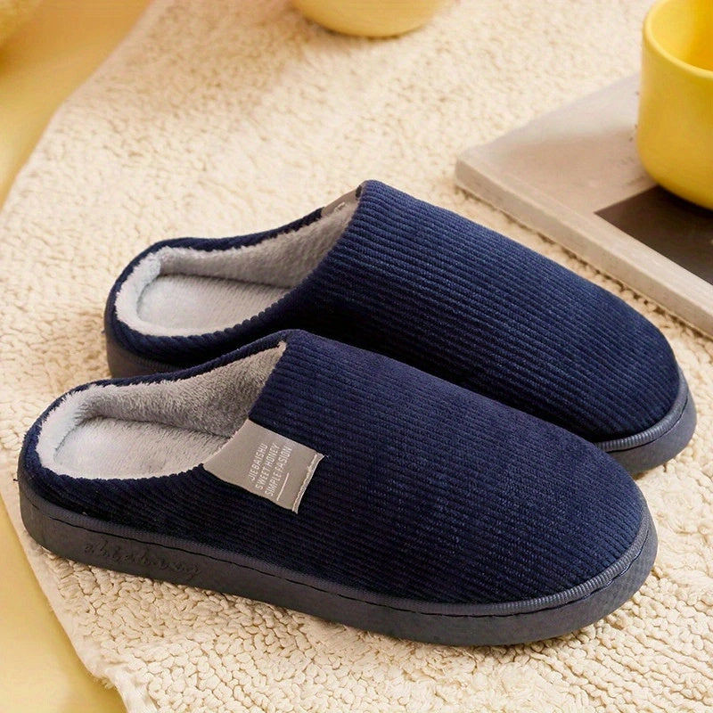 Warm and soft women's plush slippers with non-slip grip, perfect casual footwear for chilly evenings.