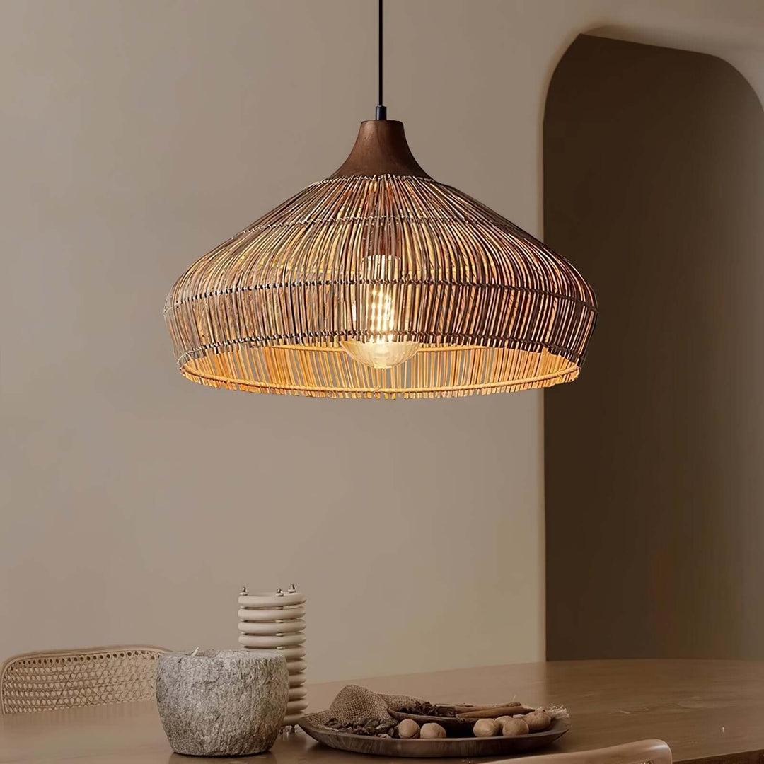 Hängeleuchte Rattanlampe Holz