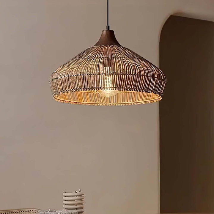 Hängeleuchte Rattanlampe Holz