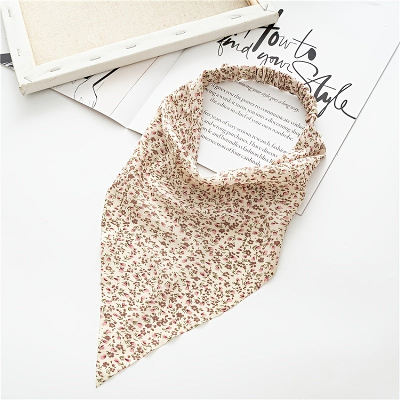 Women's floral chiffon hair bandana headband, elegant and versatile fashion accessory.