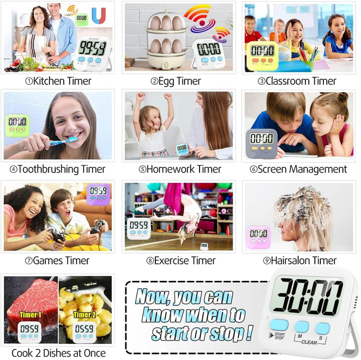 2er-Pack Digitale Küchen-Timer mit Magnet