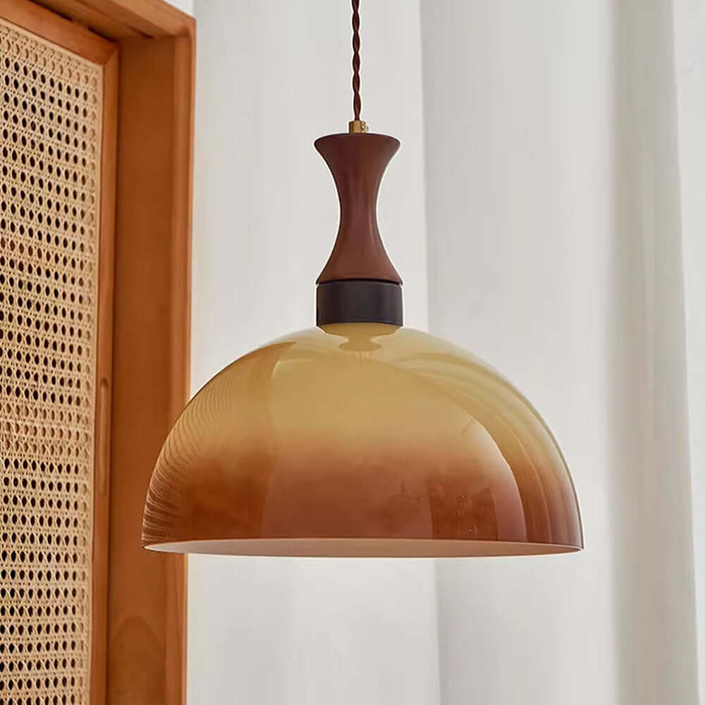 Retro Bernstein Glas Pendelleuchte 30cm