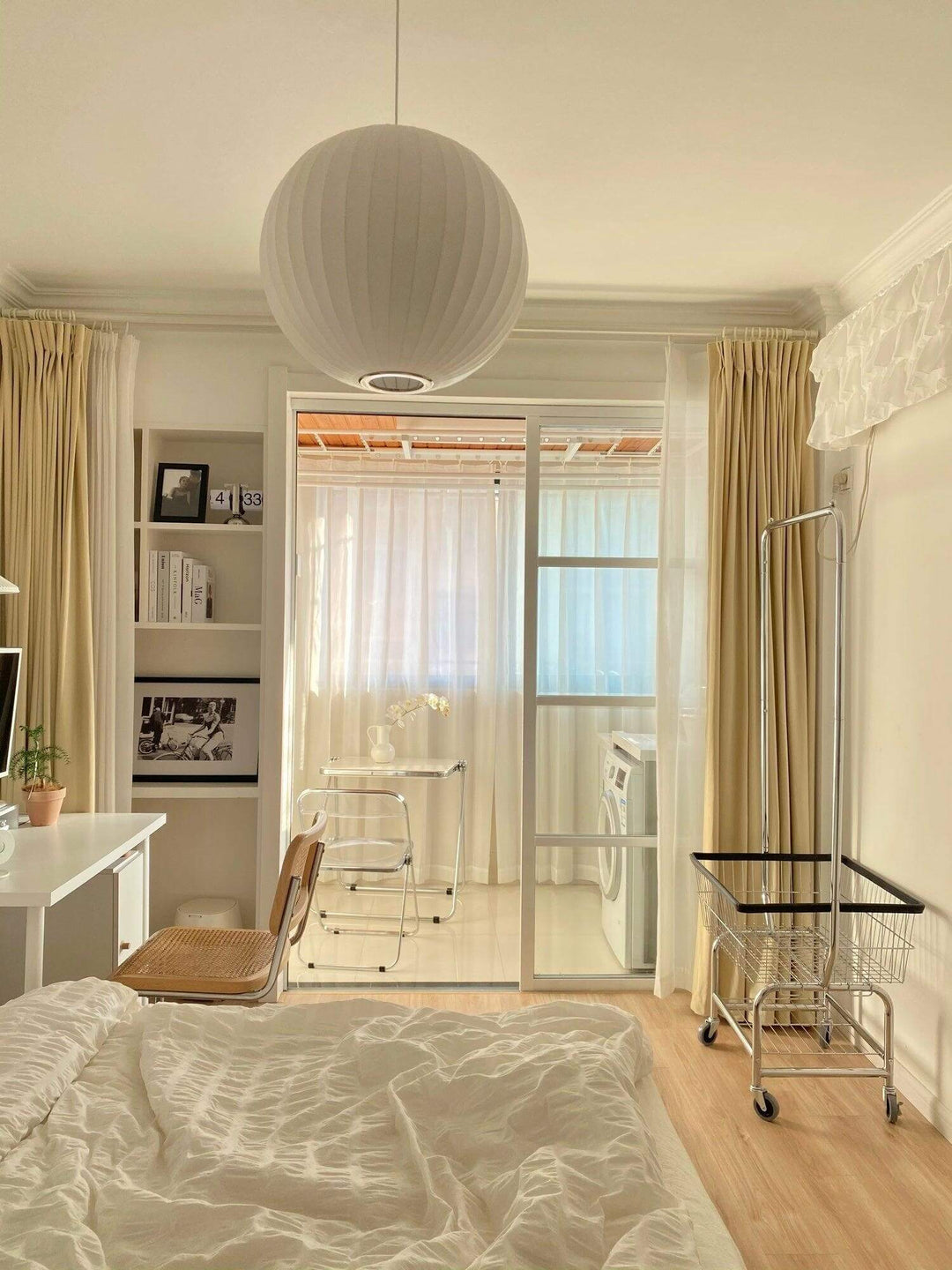 Moderne Hängelampe Weiß - Seide &Stahl