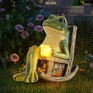 Leuchtender Gartenfrosch Dekofigur