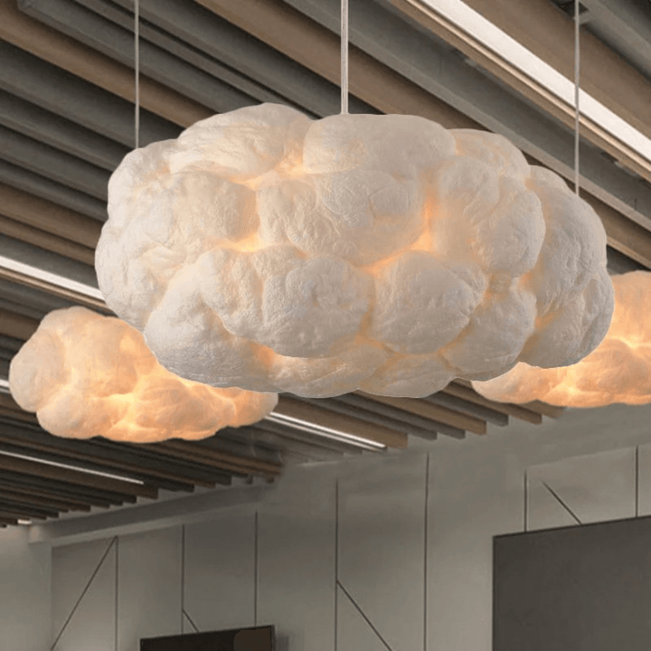 Wolken LED Hängelampe Baumwolle - PVC Weiß