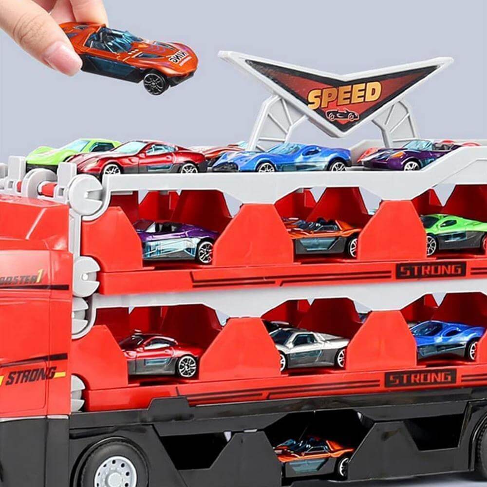 Kinder-Spielzeugtransporter mit Anhänger & Autos