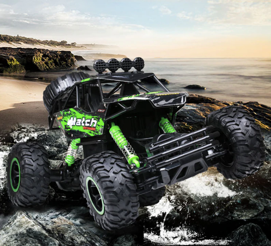"BeastTrek X4 RC Monstertruck mit robustem Design, 4x4-Antrieb und großen Gummireifen für Offroad-Abenteuer."