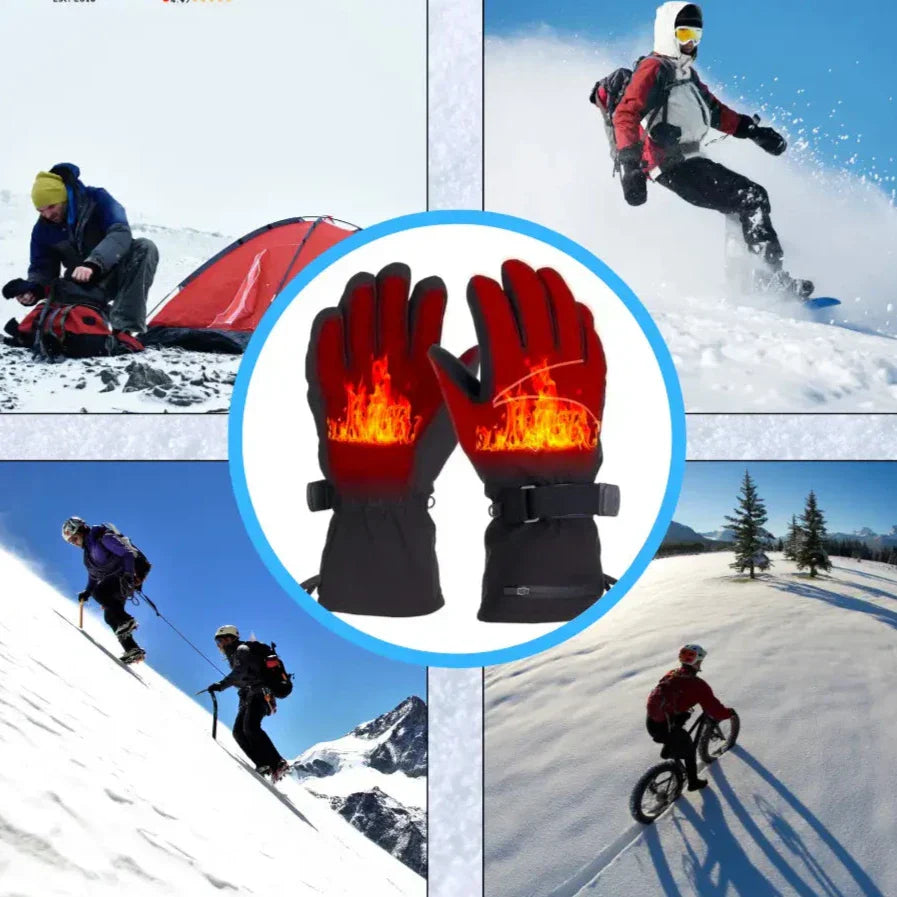 Beheizbare, wasserdichte Winterhandschuhe, Touchscreen-fähig, schwarz, für Outdoor-Aktivitäten, rutschfest, komfortabel.