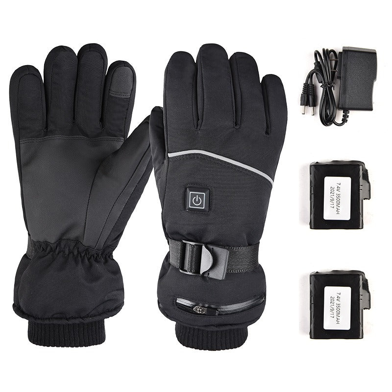 Beheizbare, wasserdichte Winterhandschuhe, Touchscreen-fähig, schwarz, für Outdoor-Aktivitäten, rutschfest, komfortabel.