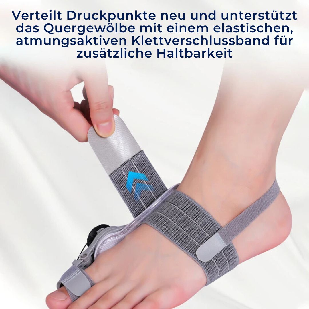 "Beige Hallux Valgus Entlastungsstütze mit Zehentrenner und verstellbarer Passform für Schmerzreduktion und Komfort"