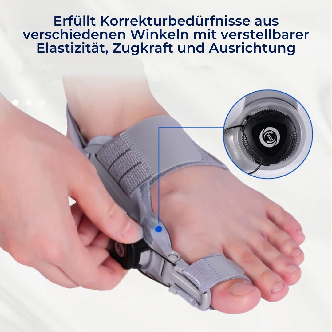 "Beige Hallux Valgus Entlastungsstütze mit Zehentrenner und verstellbarer Passform für Schmerzreduktion und Komfort"